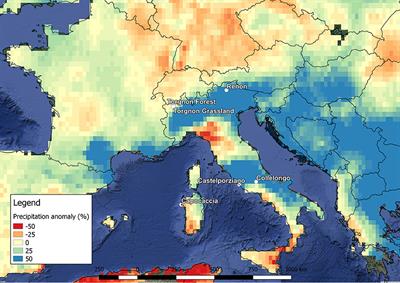 Ecophysiological Responses to Rainfall Variability in Grassland and Forests Along a Latitudinal Gradient in Italy